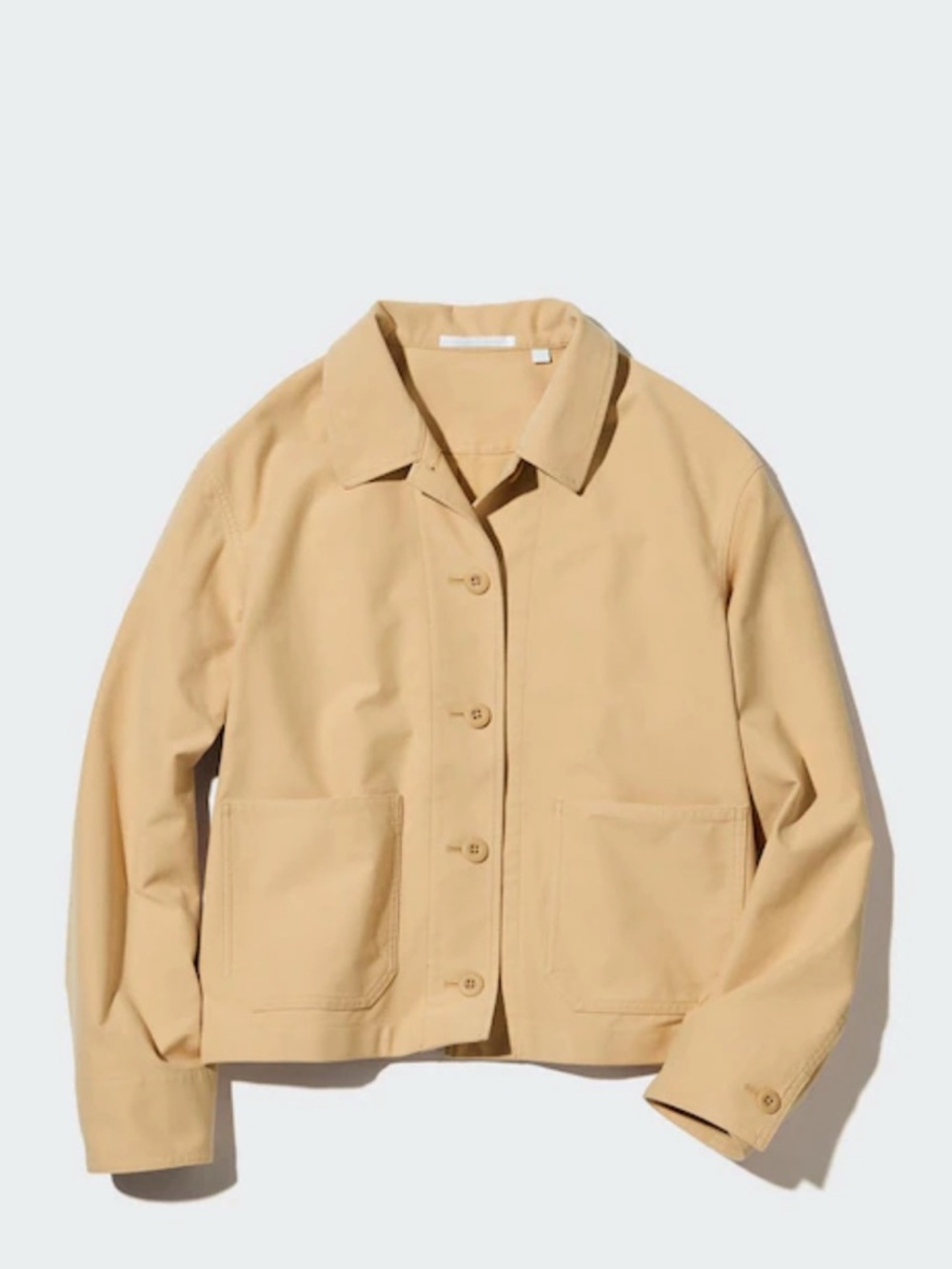 Uniqlo Beige Jersey Short Cropped Button-Front Utility Jacket Size Medium